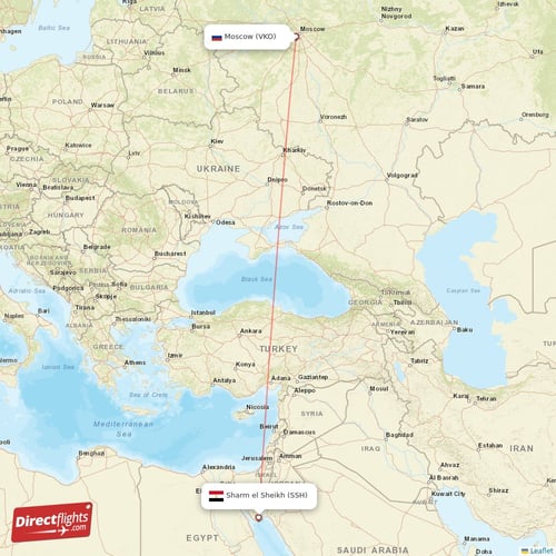 Sharm el Sheikh - Moscow direct flight map