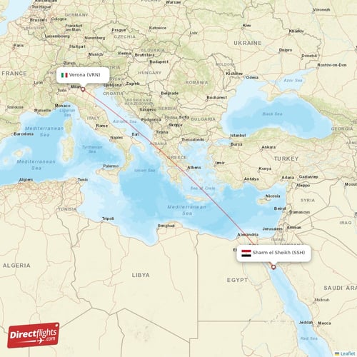 Sharm el Sheikh - Verona direct flight map