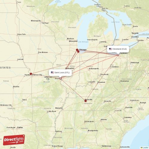Direct flights from Saint Louis to Cleveland (STL-CLE) - Directflights.com