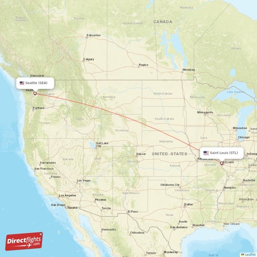 Saint Louis - Seattle direct flight map
