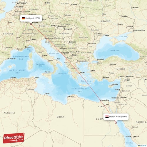 Stuttgart - Marsa Alam direct flight map