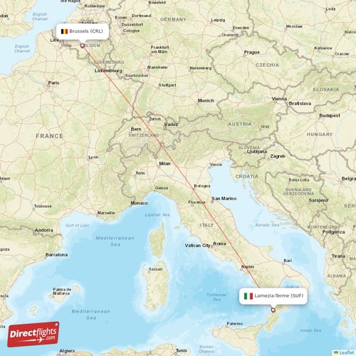 Lamezia-Terme - Brussels direct flight map