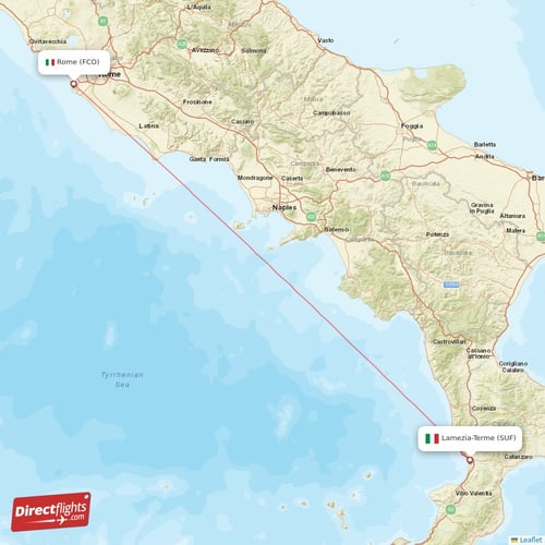 Lamezia-Terme - Rome direct flight map
