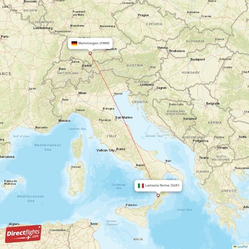 Lamezia-Terme - Memmingen direct flight map