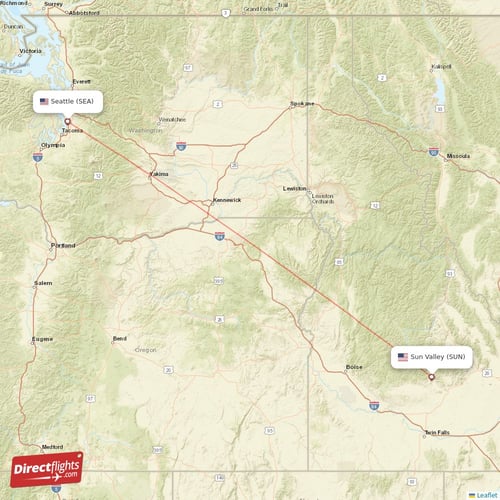 Sun Valley - Seattle direct flight map