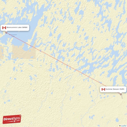 Summer Beaver - Wunnummin Lake direct flight map