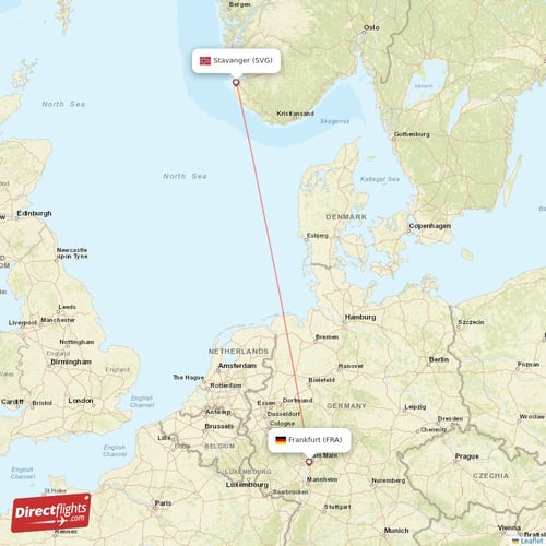 Stavanger - Frankfurt direct flight map