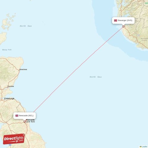 Stavanger - Newcastle direct flight map