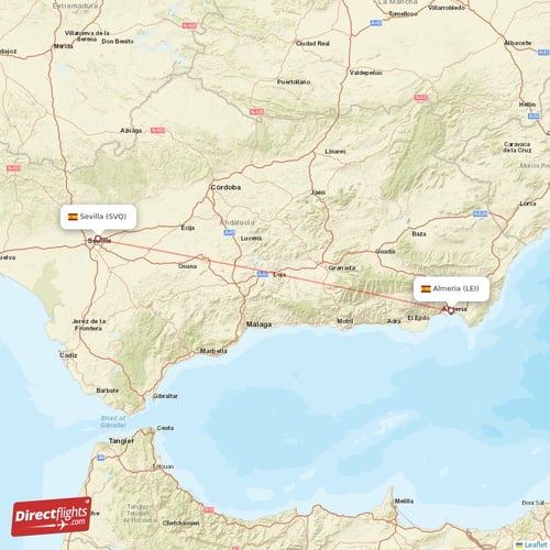 Sevilla - Almeria direct flight map