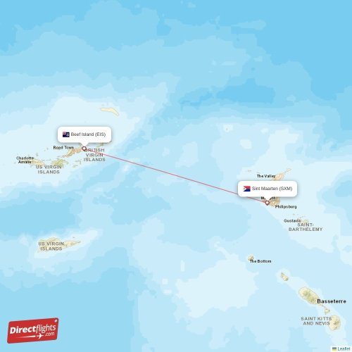 Sint Maarten - Beef Island direct flight map