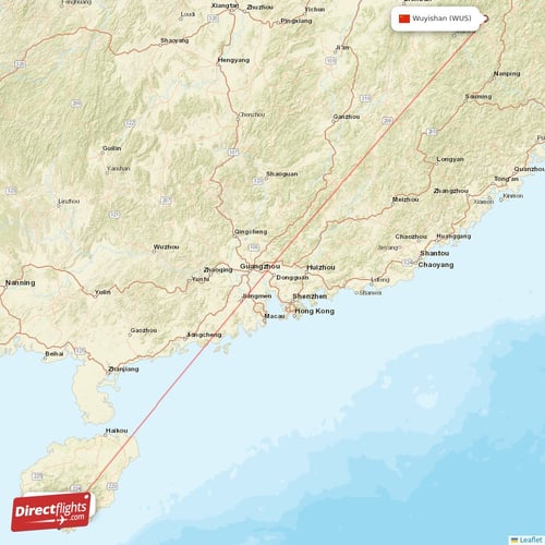 Sanya - Wuyishan direct flight map