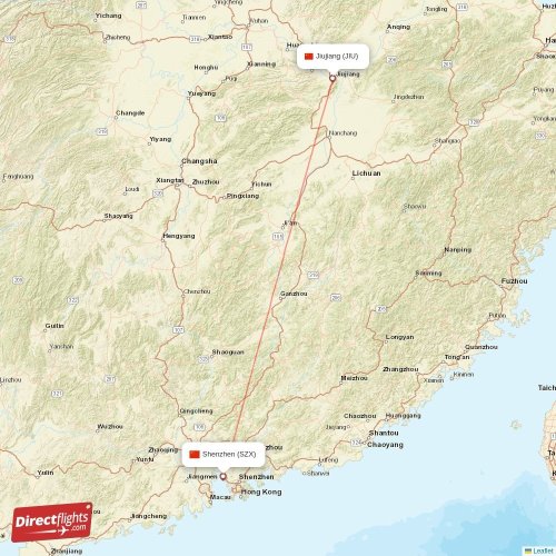 Shenzhen - Jiujiang direct flight map
