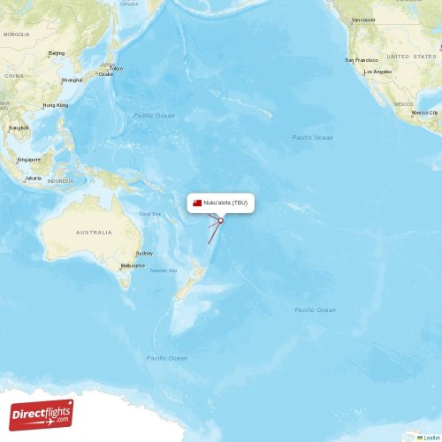 Nuku'alofa - Sydney direct flight map