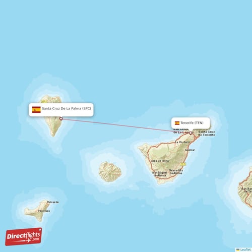 Tenerife - Santa Cruz De La Palma direct flight map
