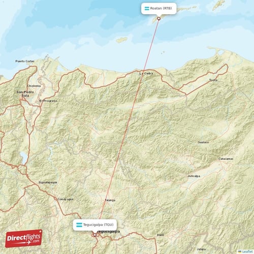 Direct flights from Tegucigalpa to Roatan, TGU to RTB nonstop