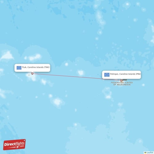 Truk, Caroline Islands - Pohnpei, Caroline Islands direct flight map
