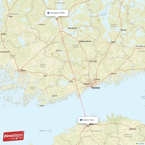 Tallinn - Tampere direct flight map