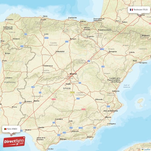 Toulouse - Faro direct flight map
