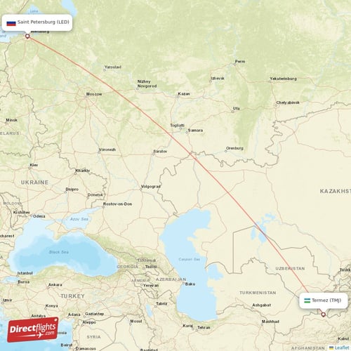 Termez - Saint Petersburg direct flight map