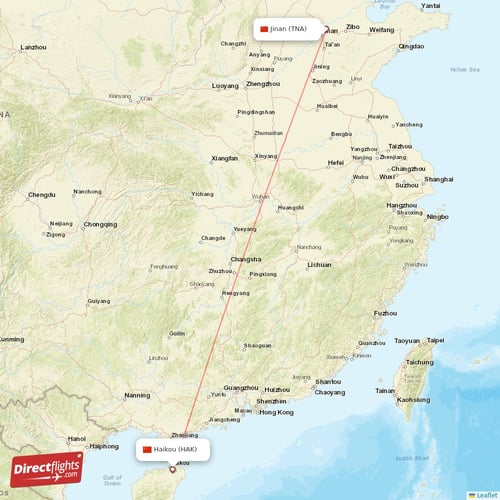 Jinan - Haikou direct flight map