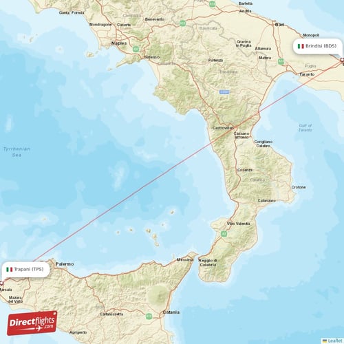 Trapani - Brindisi direct flight map