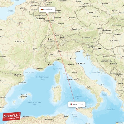 Trapani - Hahn direct flight map