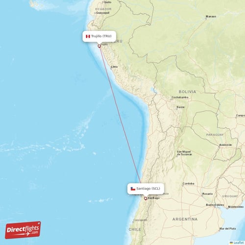 Trujillo - Santiago direct flight map