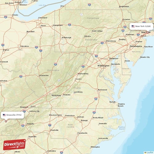 Direct flights from Knoxville to New York, TYS to LGA nonstop