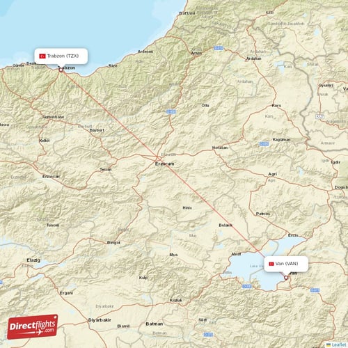 Trabzon - Van direct flight map
