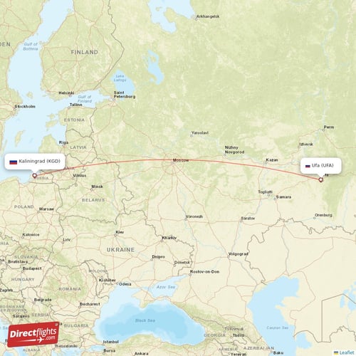 Ufa - Kaliningrad direct flight map