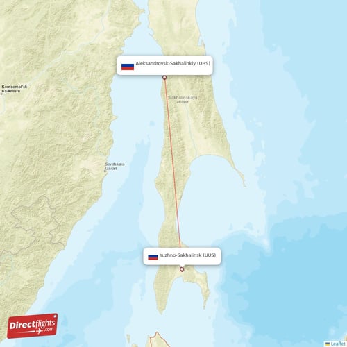 Aleksandrovsk-Sakhalinkiy - Yuzhno-Sakhalinsk direct flight map
