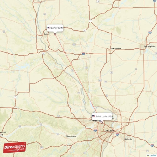 Quincy - Saint Louis direct flight map