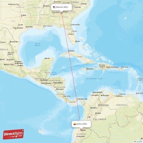 Quito - Atlanta direct flight map