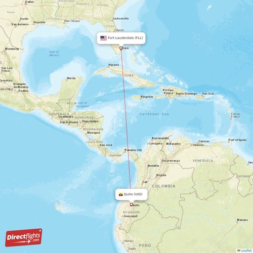 Quito - Fort Lauderdale direct flight map