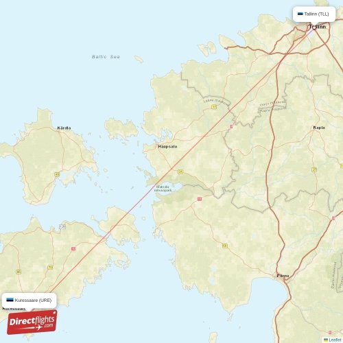 Kuressaare - Tallinn direct flight map