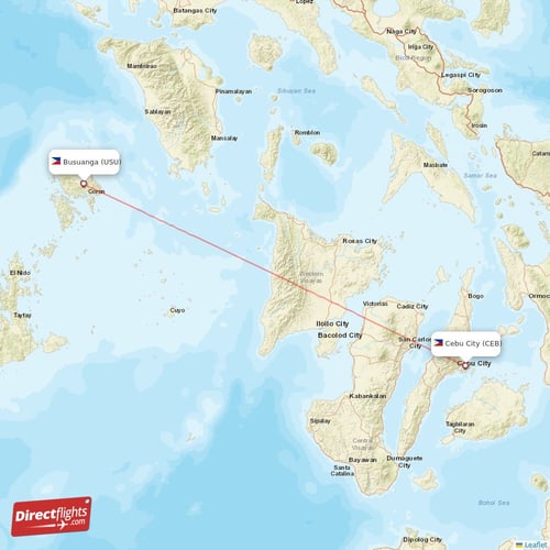 Busuanga - Cebu City direct flight map