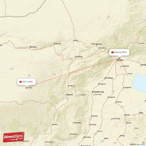 Yulin - Beijing direct flight map