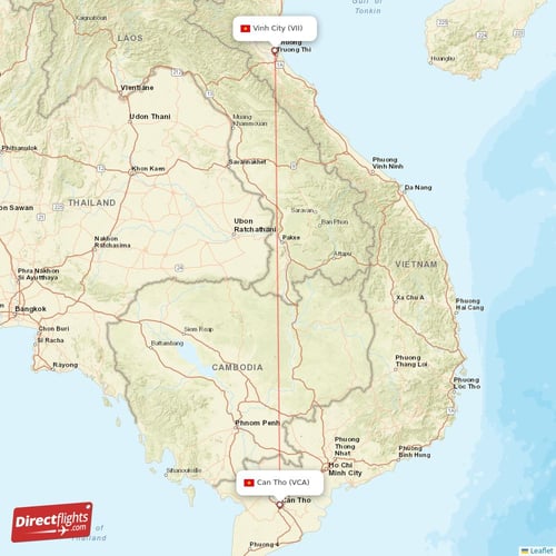 Can Tho - Vinh City direct flight map