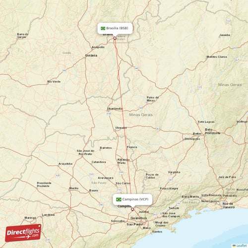 Campinas - Brasilia direct flight map