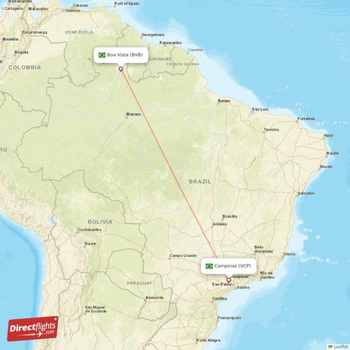 Campinas - Boa Vista direct flight map