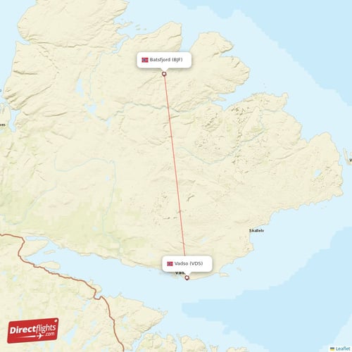 Vadso - Batsfjord direct flight map