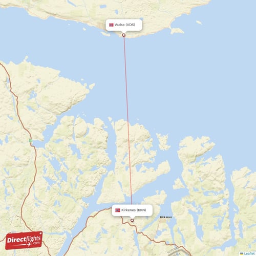 Vadso - Kirkenes direct flight map