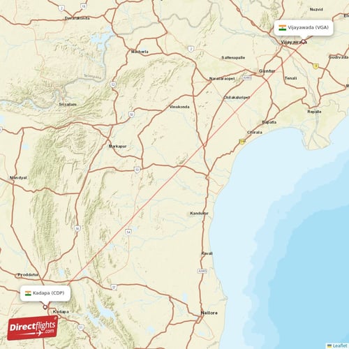 Vijayawada - Kadapa direct flight map