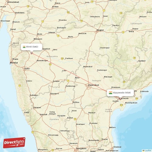 Vijayawada - Shirdi direct flight map