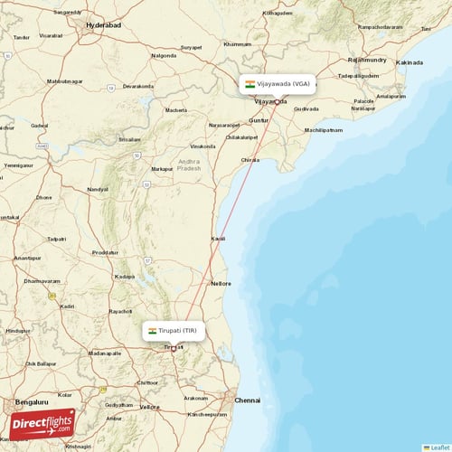 Vijayawada - Tirupati direct flight map