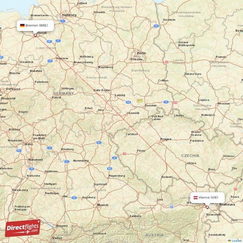 Vienna - Bremen direct flight map