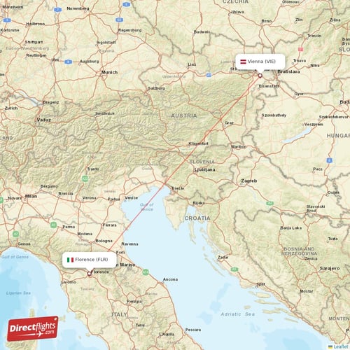 Vienna - Florence direct flight map