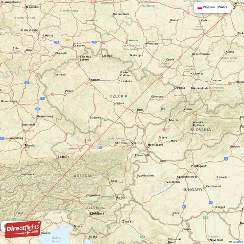 Verona - Warsaw direct flight map