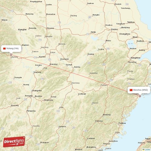 Wenzhou - Yichang direct flight map