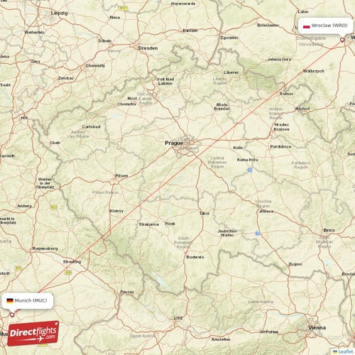 Wroclaw - Munich direct flight map